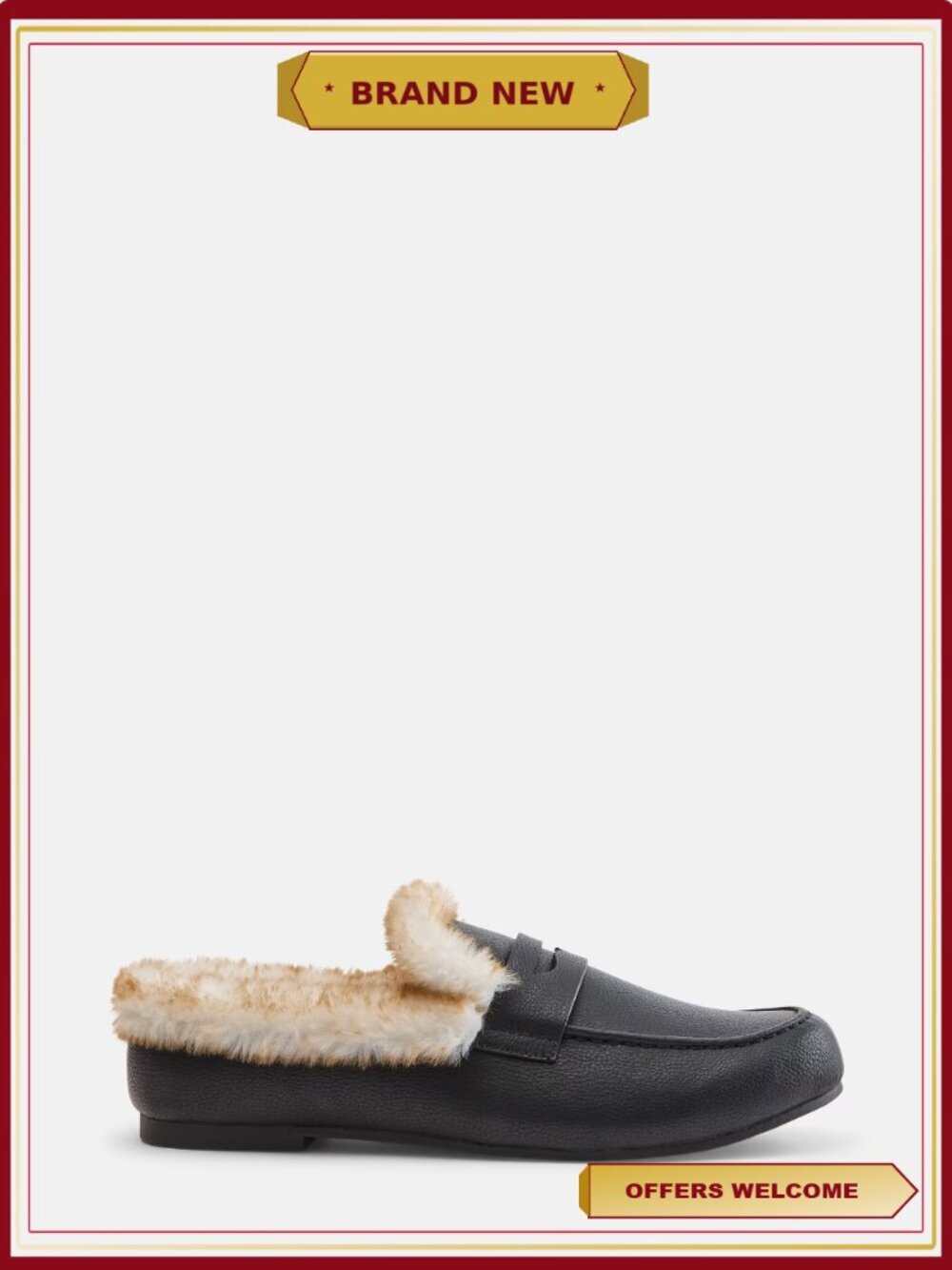 Cozy Loafer Mule Slippers with Faux Fur Lining